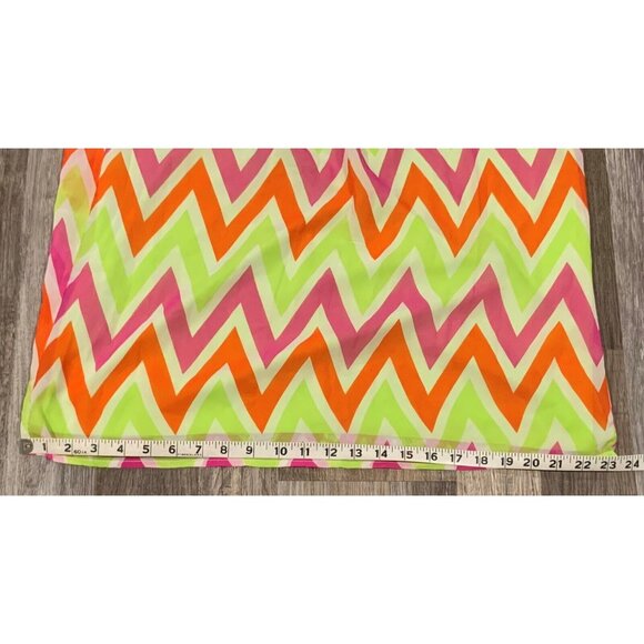 Chevron Print Sleeveless Halter Dress Green Pink Orange By Tacera Size Small NWT - Picture 14 of 16